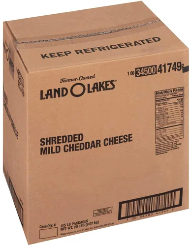 Vista 5 de Land O Lakes Queso Cheddar suave rallado, 5 libras, 4 por caja.
