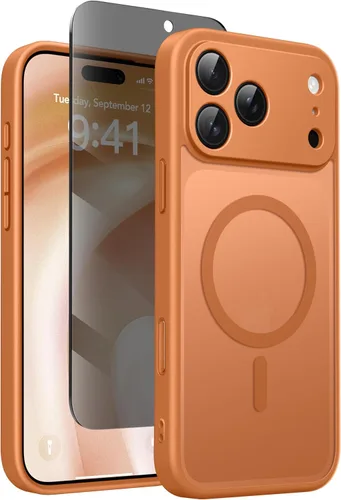 Vista 42 de GolbinBox - Funda magnética para iPhone 13 Pro Max, compatible con MagSafe, protección de cámara, protector de privacidad, funda translúcida mate, a