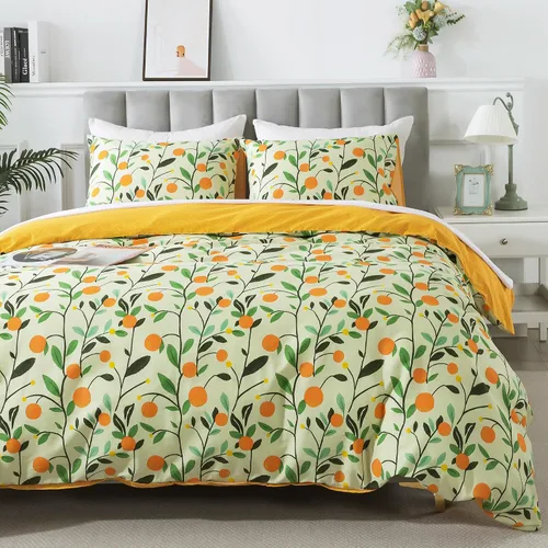 Vista 68 de HoneiLife Juegos de Fundas de Edredón Twin - Funda de Edredón Floral 100% Algodón, Juego de Ropa de Cama Transpirable de 2 Piezas con Cierre