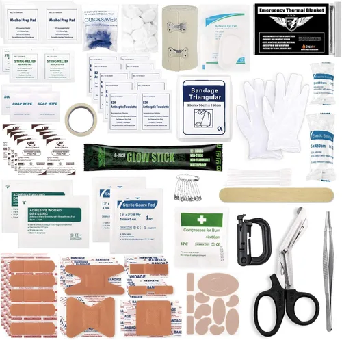 Vista 5 de Everlit IFAK Molle EMT Kit de primeros auxilios tácticos de 180 piezas para acampar al aire libre, kits de emergencia para camping, barco, caza Negro