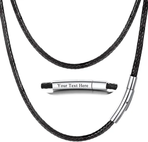 Vista 26 de PROSTEEL Collar de cuero impermeable para hombre, 0.079 in/0.118 in, 16 a 30 pulgadas, con cierre de acero inoxidable, cadena de bricolaje