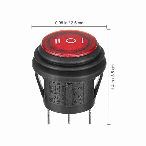 Vista 2 de Winomo - Interruptor basculante redondo de 3 pines, botón de palanca de encendido/apagado, 6 A/250 V, SPDT, impermeable, para camiones, autos, botes