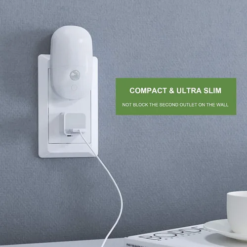 Vista 4 de MAZ-TEK Luz nocturna regulable con sensor de movimiento enchufable, luz nocturna LED blanca cálida suave con sensor de movimiento del atardecer al