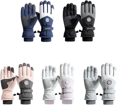 Vista 4 de ZJRXM Guantes de esquí impermeables para pantalla táctil, guantes de nieve para hombres y mujeres, antideslizantes, guantes de invierno cálidos