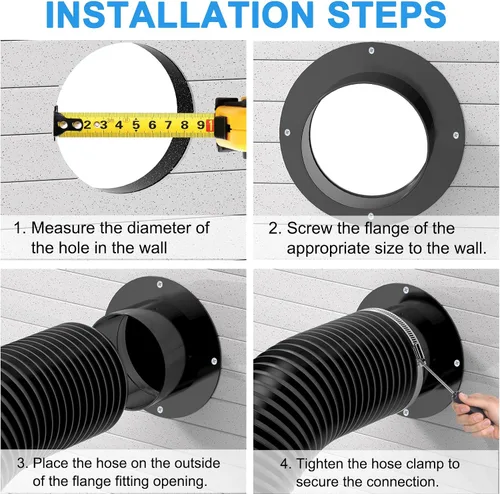 Vista 3 de Hon&Guan - Brida de conector de conducto de 3 pulgadas, collar de conducto de 3 pulgadas para conector de ventilación de secadora para sistema