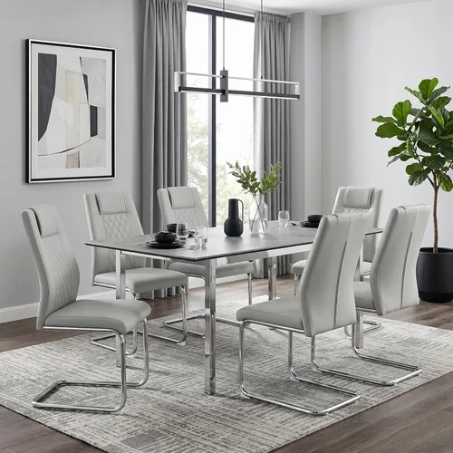 Vista 26 de gopop Juego de 4 sillas de comedor, modernas sillas de cocina y comedor con patas de metal galvanizado, sillas laterales tapizadas para comedor