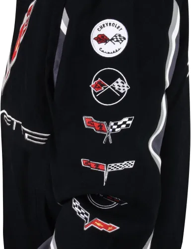 Vista 8 de West Coast Corvette / Camaro C7 Corvette All Logo Collage Chaqueta de sarga – Negro: C1, C2, C3, C4, C5, C6, C7