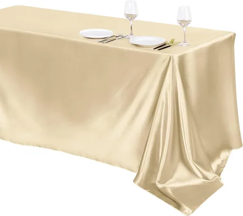 Vista 37 de TURSTIN Paquete de 4 manteles de satén negro de 102 x 58 pulgadas, mantel rectangular de seda brillante, tela suave, decoración de mesa para bodas