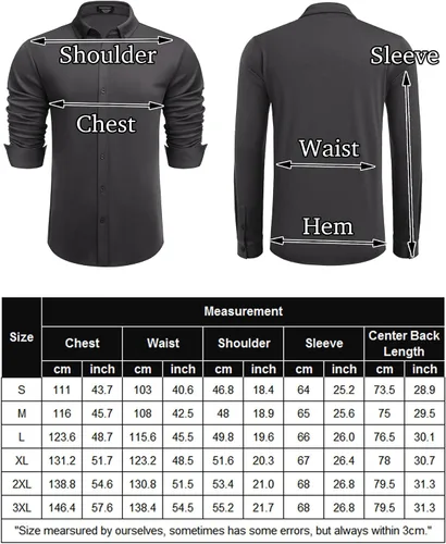 Vista 6 de COOFANDY Camisas de vestir casuales con botones y manga larga para hombre