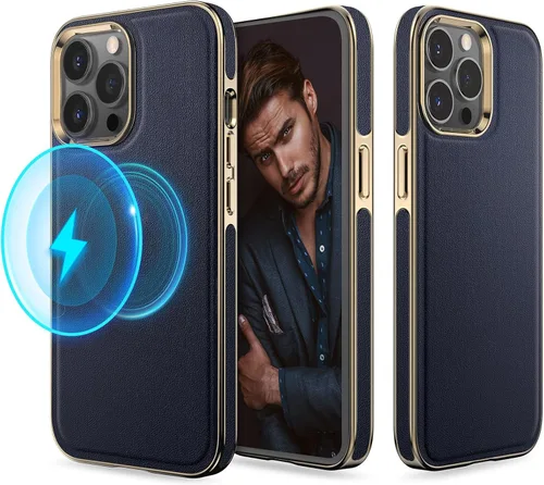 Vista 14 de LOHASIC Funda magnética diseñada para iPhone 14 Pro, cuero clásico [compatible con Mag-Safe] con forro de microfibra, fundas protectoras de cuerpo