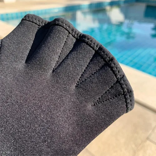 Vista 5 de BESPORTBLE Guantes de malla acuática para natación, entrenamiento acuático, resistencia al agua, ajuste acuático de entrenamiento acuático, palas