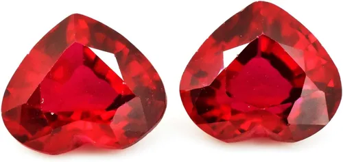 Vista 2 de Ramagems Madagascar - Piedra preciosa suelta de rubí rojo natural para hacer joyas, corte de corazón, de 6 a 7 quilates cada uno, 2 pares
