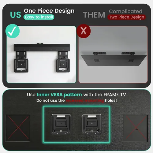 Vista 3 de ynVISION.DESIGN - Soporte de pared para TV ultra delgado para la mayoría de televisores de 32 a 65 pulgadas, compatible con televisores de marco
