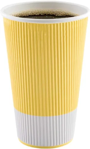 Vista 14 de Restaurantware Ripple Wall - Tazas de café de 10 unidades de 20 onzas aisladas de papel negro, borde enrollado, resistente a derrames, papel