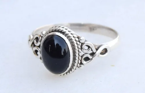 Vista 7 de Anillo de Piedra de Ónix Negro Plata de Ley 925 Anillo Llamativo Para Mujeres Hecho a Mano Piedra Preciosa Joyería de Navidad Regalo Para Ella