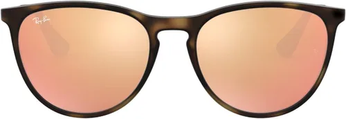 Vista 26 de Ray-Ban Junior RJ9060s Erika - Gafas de sol redondas para niños Caucho transparente fluorescente fucsia/marrón espejo naranja