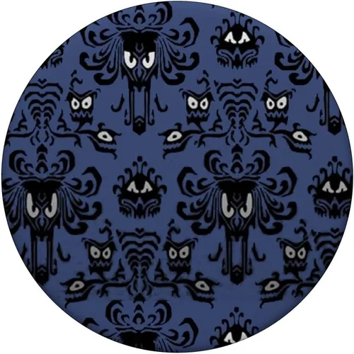 Vista 3 de Spooky papel pintado pop Socket Halloween – popsockets agarre y soporte para teléfonos y tabletas, Negro