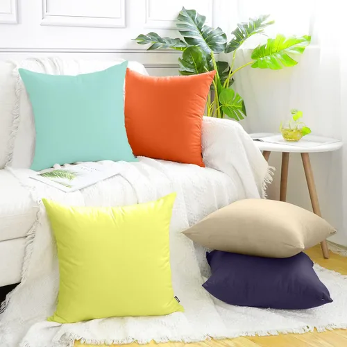 Vista 3 de Coddsmz Paquete de 6 fundas de almohada decorativas 100% algodón, fundas de cojín cuadradas de Navidad sólidas para el hogar, cama, sofá, día