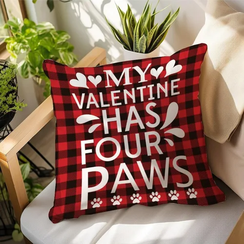 Vista 17 de Fundas de almohada de San Valentín con diseño de cuadros de búfalo de 16 x 16 pulgadas, fundas de almohada para el día de San Valentín, fundas