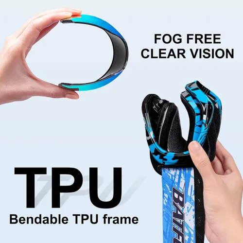 Vista 6 de Gafas de esquí antivaho OTG para adultos y niños, gafas de snowboard con 100% protección UV y ajuste antideslizante para esquí