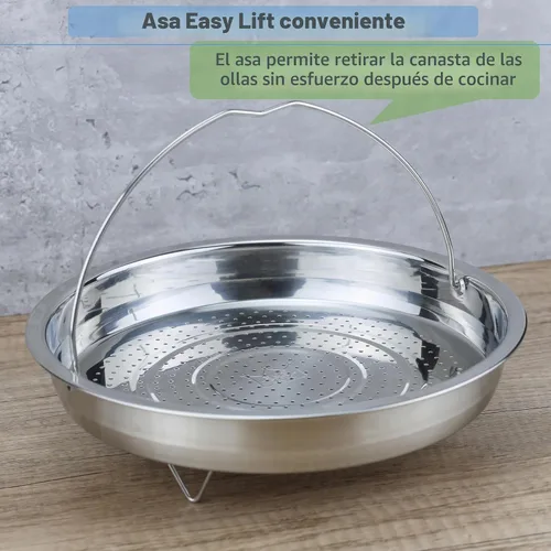 Vista 3 de EIKS Cesta de vapor de malla de acero inoxidable (8.0" de diámetro)