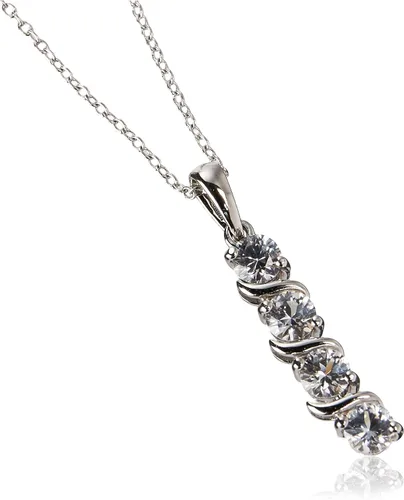 Vista 2 de Tienda Collection Womens Sterling Silver Created Gemstones Four Stone Pendant Necklace