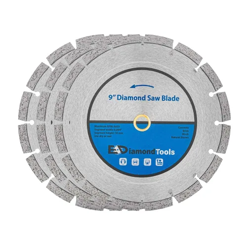 Vista 27 de Hoja de sierra segmentada de diamante de 4" para hormigón, ladrillo, bloque y mampostería Altura del segmento de 0.394 in, eje de 7/8"-5/8", grano