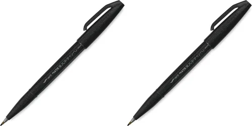 Vista 4 de Bolígrafo con punta de pincel Pentel, tinta ocre. Caja de 12 (SES15 C-Y), Negro Paquete de 1