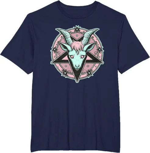Vista 40 de Camiseta Kawaii Paste Creepy Goat Pentacle, Negro