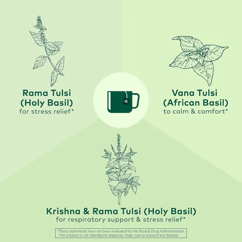Vista 5 de ORGANIC INDIA Tulsi Té de Hierbas Original - Té de Albahaca Sagrada y Albahaca Africana Calmante y de Alivio del Estrés, Apoyo Inmunológico
