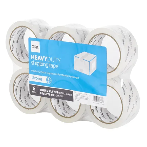 Vista 3 de Office Depot Cinta de envío, resistente, 1.89 pulgadas x 43.7 yardas, transparente, paquete de 6, 0M01199
