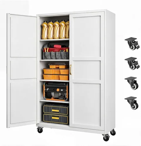 Vista 33 de Letaya Gabinetes de almacenamiento de garaje de metal con ruedas,Gabinete Negro