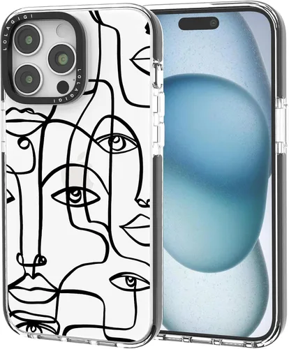 Vista 5 de Funda para iPhone 13, lindo diseño artístico de líneas faciales, diseño kawaii femenino estético patrón de dibujos animados para mujeres, niñas