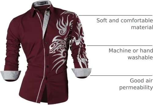 Vista 40 de JZS041, camisa de vestir de manga larga para hombre
