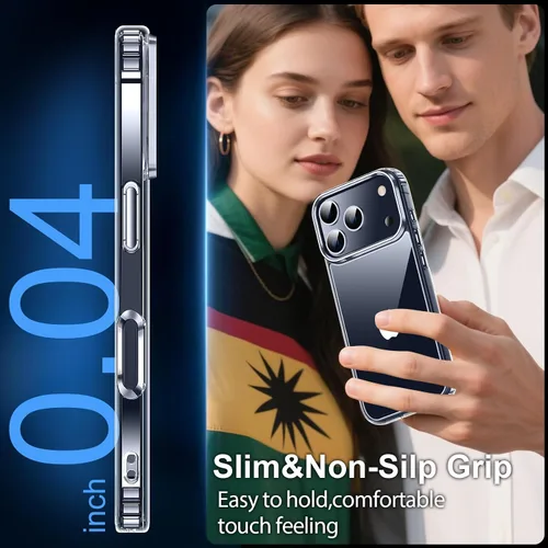 Vista 5 de MOZOTER Funda transparente para iPhone 17 Pro, antiamarilleo, antideslizante, a prueba de golpes, delgada y bonita funda para iPhone 17 Pro de 6.3