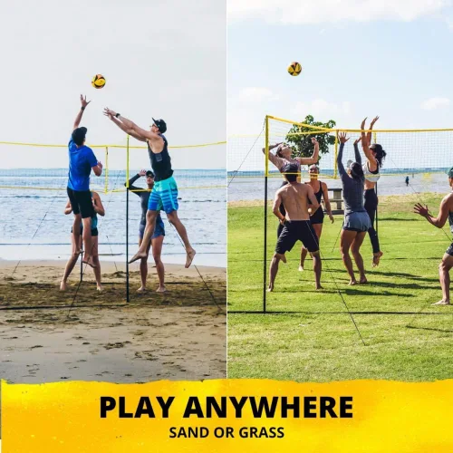 Vista 3 de CROSSNET - Red de voleibol de 4 vías con mochila de transporte y pelota - Juego de voleibol de cuatro cuadrados para adultos y niños - Juego