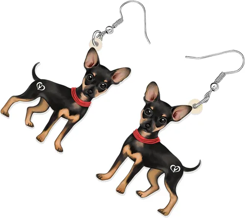 Vista 3 de NEWEI Aretes colgantes de acrílico para perros de Chihuahua Dulce Chihuahua, para mujeres, niños, cachorros, animales, joyería de regalo