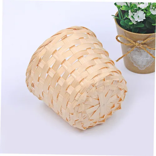 Vista 2 de Unomor 10 unids pequeña cesta apoyos snack Rattan Mini cesta tejida de madera para tejer cesta tejida cesta sauce comida bambú tejido flores cestas