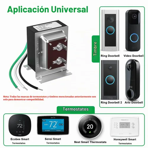 Vista 8 de Transformador de timbre de 16 V 30 VA compatible con timbre de video con anillo con cable, pieza de repuesto para timbre de puerta transformador