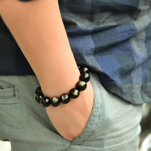 Vista 4 de Triple Protection Bracelet Natural Tiger's Eye Hematite Agate Stone Bracelet for Men Women Crystal Jewelry Healing Bracelets Bring Luck and