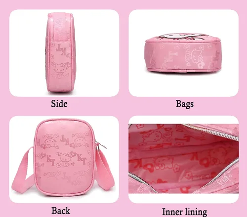 Vista 6 de Mini bolso rosa para niñas, lindos bolsos cruzados de lona