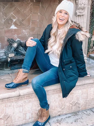 Vista 4 de Kate Kasin Abrigo de invierno con capucha para mujer, de piel sintética, parkas, para exteriores