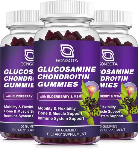 Vista 9 de Gomitas de condroitina de glucosamina – 1 paquete, extra fuerte 1500 mg de glucosamina con MSM y saúco, apoyo de flexibilidad, el mejor suplemento