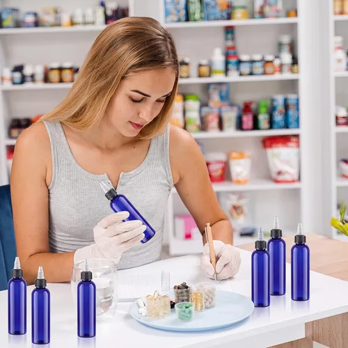 Vista 6 de Irenare 100 botellas de plástico para apretar de 4 onzas, botellas aplicadoras de aceite para el cabello, botellas vacías Boston para condimentos