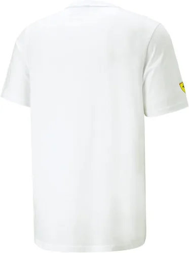 Vista 2 de PUMA Mens Ferrari Race Shield Graphic Crew Neck Manga Corta Atlético Tops Casual - Blanco