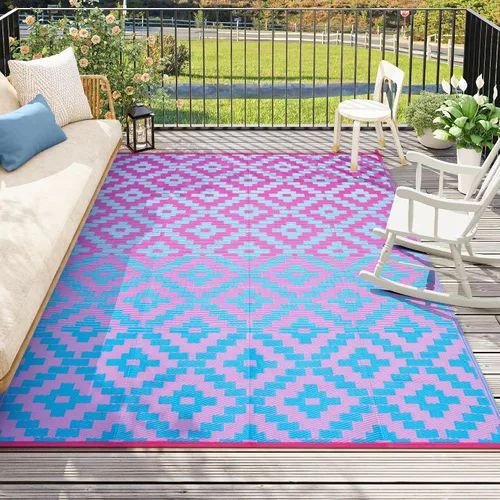 Vista 26 de Anidaroel Alfombra de área para exteriores para patio, 4 x 6 pies, impermeable, reversible, alfombra de paja de plástico para exteriores, alfombra