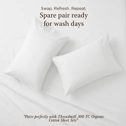 Vista 4 de Threadmill Fundas de almohada estándar de algodón orgánico, percal blanco, 2 piezas Blanco brillante sólido
