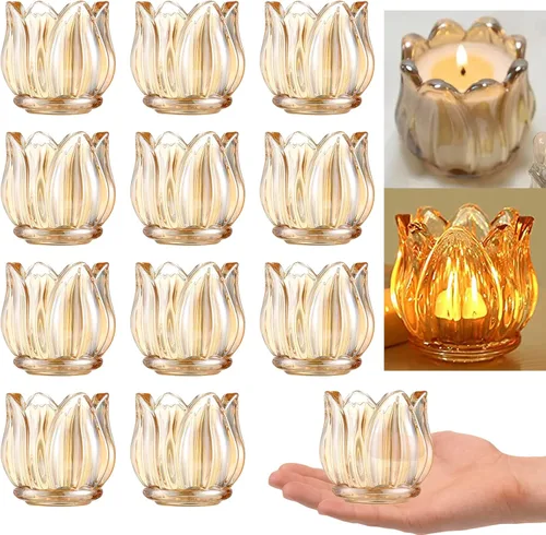 Vista 10 de GOLDEAL 6 piezas de portavelas votivas transparentes, portavelas de té de vidrio grueso transparente a granel, frascos de velas votivas