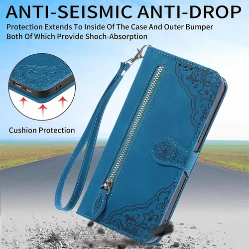 Vista 5 de bojioderf Funda compatible con Nothing Phone 1, compatible con Nothing Phone One (A063), cartera con cremallera, tarjetero con soporte abatible