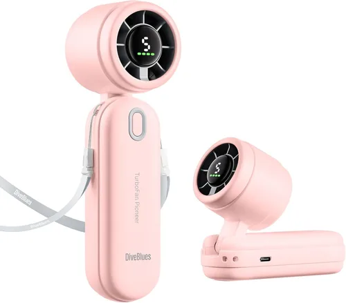 Vista 17 de Diveblues Ventilador turbo de mano portátil de alta velocidad, alimentado por batería recargable USB, pequeño ventilador de bolsillo portátil